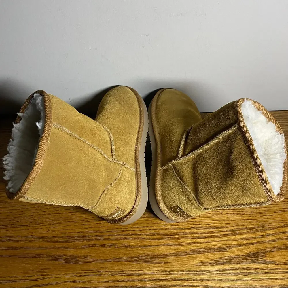 Koolaburra by UGG Kids' Koola Short Fur Lined Mid Calf Boots Tan Girls Size 2